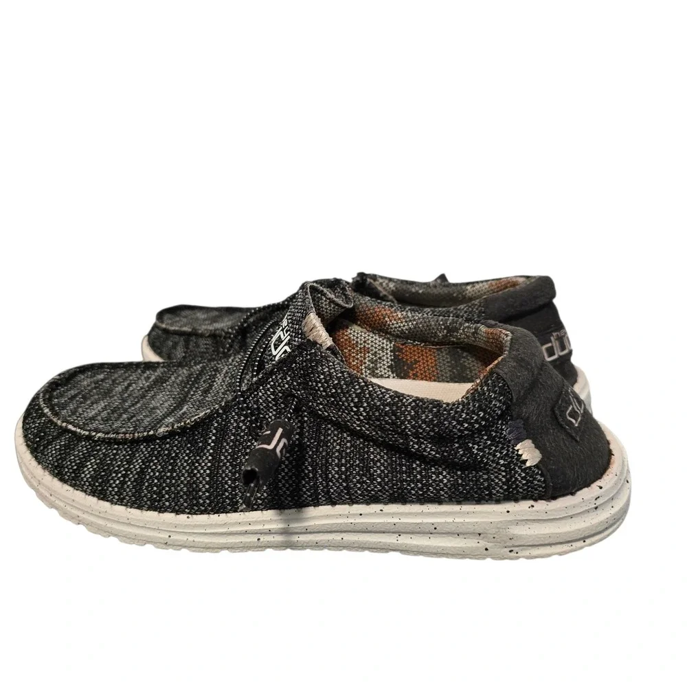 Hey Dude Wally Sox Black White Men's Casual Loafers Comfort Shoes‎ Size US 8